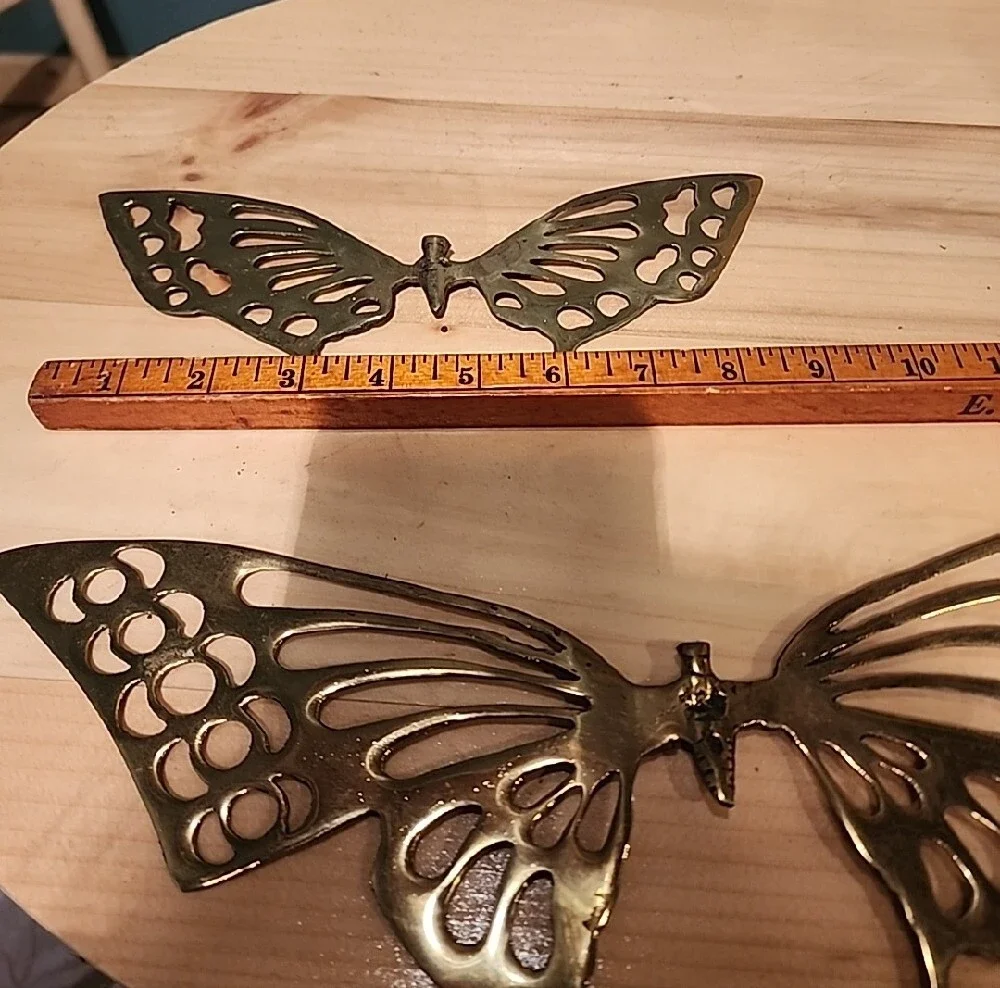 Vintage Brass Butterfly Wall Decor Set - Antique Gold Finish